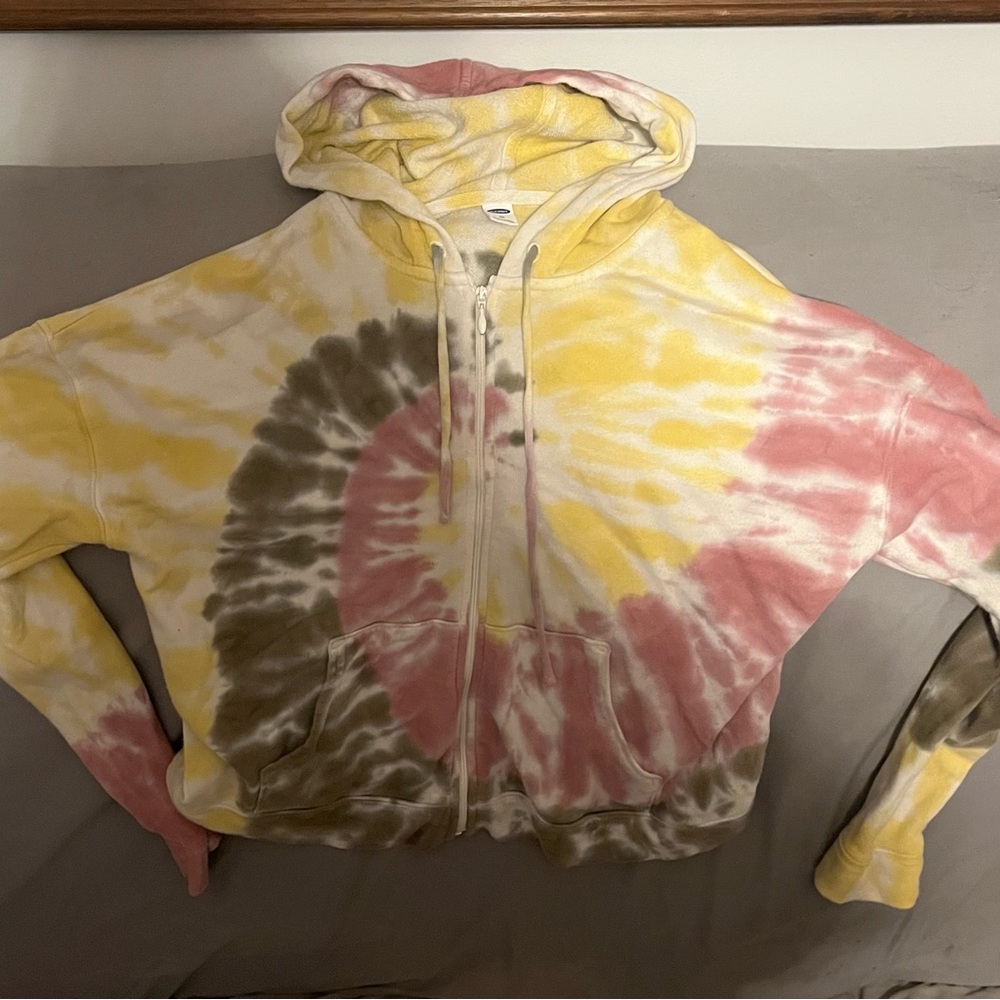 Old Navy Yellow and Cream Tie-Dye Hoodie
